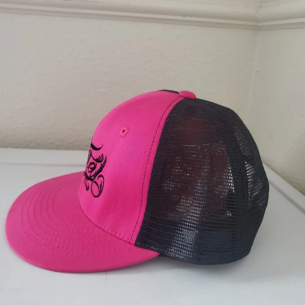 Fatal Clothing Hot Pink Black Trucker Hat Snapback Mesh Cap Embroidered Logo